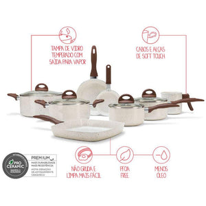 Conjunto de Panelas Smart Plus Ceramic Life 8 Peças Vanilla - Brinox